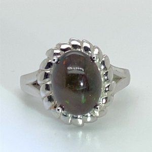 Black Opal 3.05ct Platinum Solid Silver Ring